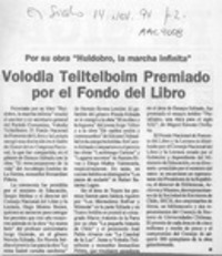 Volodia Teitelboim premiado por el Fondo del Libro