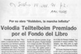 Volodia Teitelboim premiado por el Fondo del Libro