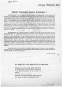 Desde Traiguén, Jorge Riquelme P.  [artículo] Ariel Fernández.