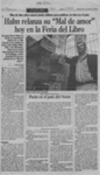 Hahn relanza si "Mal de amor" hoy en la Feria del Libro  [artículo] Loreto Novoa.