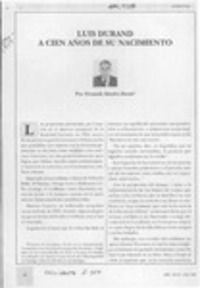 Luis Durand a cien años de su nacimiento  [artículo] Fernando Sánchez Durán.