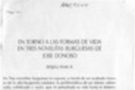 En torno a las formas de vida en "Tres novelitas burguesas", de José Donoso  [artículo] Bélgica Watts R.