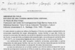 Inmigrar en Chile, estudio de una cadena migratoria hispana