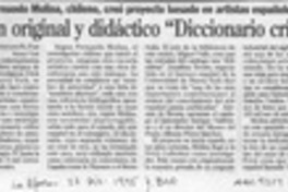 Editan original y didáctico "Diccionario crítico"  [artículo] Juan Cavestany.