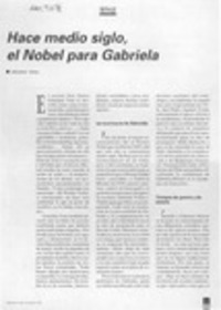 Hace medio siglo, el Nobel para Gabriela  [artículo] Virginia Vidal.
