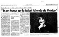 "Es un honor ser la Isabel Allende de México"  [artículo] Claudia Sánchez R.