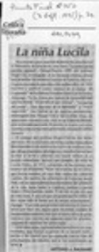 La niña Lucila  [artículo] Antonio J. Salgado.