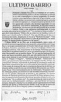 Ultimo barrio  [artículo] Ariel Fernández.
