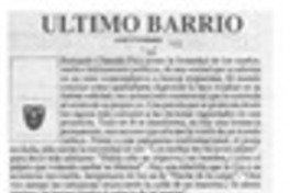 Ultimo barrio  [artículo] Ariel Fernández.