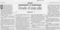 Desde al más allá  [artículo] Hernán Millas.