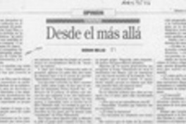 Desde al más allá  [artículo] Hernán Millas.