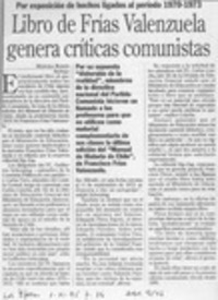 Libro de Frías Valenzuela genera críticas comunistas  [artículo] Marcela Ramos.