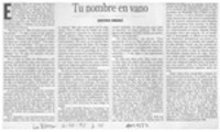 Tu nombre en vano  [artículo] Gustavo Jiménez.