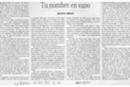 Tu nombre en vano  [artículo] Gustavo Jiménez.