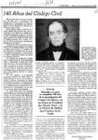 140 años del Código Civil  [artículo] Eduardo Escudero Heresmann.