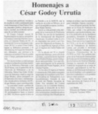 Homenajes a César Godoy Urrutia  [artículo] Luis Barría.