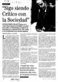 "Sigo siendo crítico con la sociedad"  [artículo] Cristina Santorio.