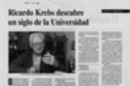 Ricardo Krebs descubre un siglo de la Universidad  [artículo].