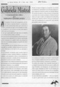 Gabriela Mistral o el pensamiento crítico  [artículo] Fernando Sánchez Durán.