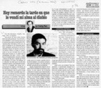 Hoy recuerdo la tarde en que le vendí mi alma al diablo  [artículo] Rodrigo Pinto.