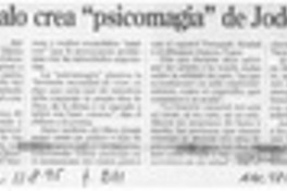 Escándalo crea "psicomagia" de Jodorowsky  [artículo].