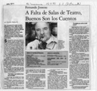 A falta de salas de teatro, buenos son los cuentos  [artículo] Antonio Muñoz B.