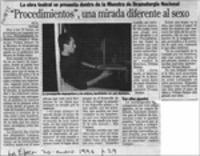 "Procedimientos", una mirada diferente al sexo  [artículo] J. C. L.