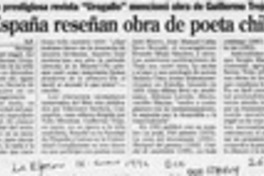 En España reseñan obra de poeta chileno  [artículo] X. P.