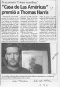 "Casa de Las Américas" premió a Thomas Harris  [artículo].