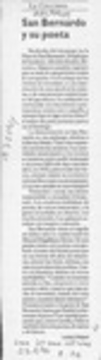 San Bernardo y su poeta  [artículo] Luciano Vásquez.