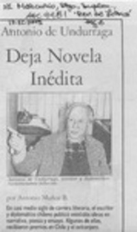 Antonio de Undurraga deja novela inédita