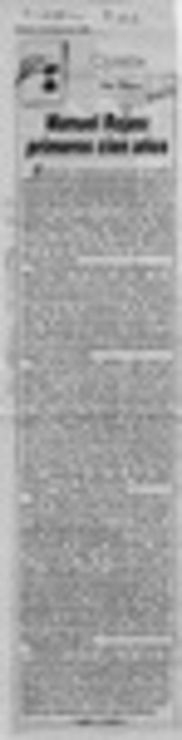 Manuel Rojas, primeros cien años  [artículo] Poli Délano.