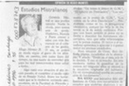 Estudios mistralianos  [artículo] Hugo Montes.