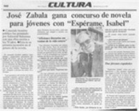 José Zabala gana concurso de novela para jóvenes con "Espérame, Isabel"