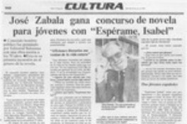 José Zabala gana concurso de novela para jóvenes con "Espérame, Isabel"