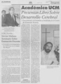 Académico UCM presenta libro sobre desarrollo cerebral