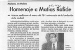 Homenaje a Matías Rafide  [artículo].