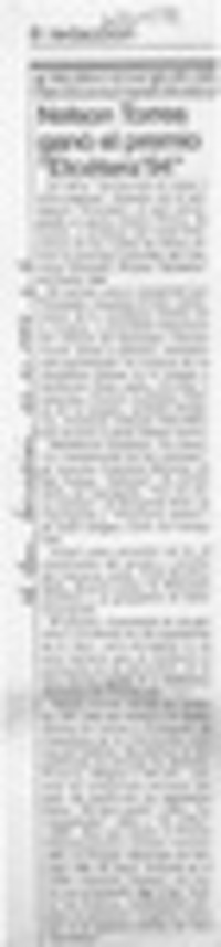 Nelson Torres ganó premio "Etcétera '94"  [artículo].