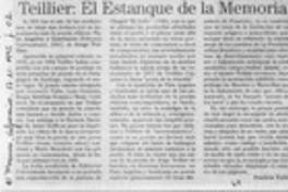 Teillier, el estanque de la memoria  [artículo] Patricio Tello.