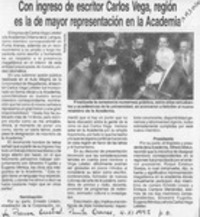 Con ingreso de escritor Carlos Vega, región es la de mayor representación en la academia  [artículo].