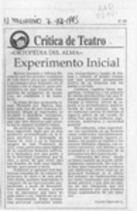 "Ortopedia del alma", experimento inicial