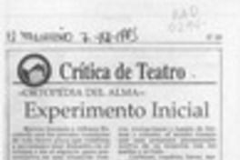 "Ortopedia del alma", experimento inicial