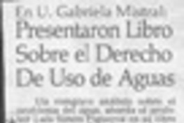 Presentaron libro sobre el derecho de uso de aguas  [artículo].