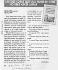 Las diez cosas que una mujer en Chile no debe hacer jamás  [artículo] M. M. del C.