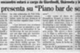 Délano presenta su "Piano bar de solitarios"