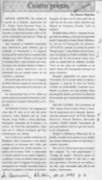 Cuatro poetas  [artículo] Ramón Riquelme.