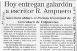 Hoy entregan galardón a escritor R. Ampuero  [artículo].