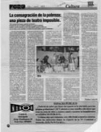 La consagración de la pobreza, una pieza de teatro imposible  [artículo] Paulina Leiva M.