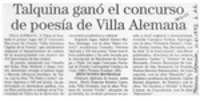 Talquina ganó concurso de poesía de Villa Alemana  [artículo].