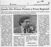 Jurado dio primer premio a poeta regional